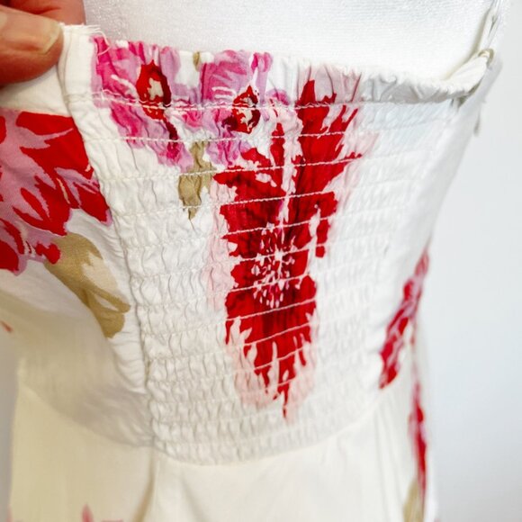 Floral Cottagecore Sundress Size M White Red Coastal Wedding Guest Dress - Picture 7 of 14